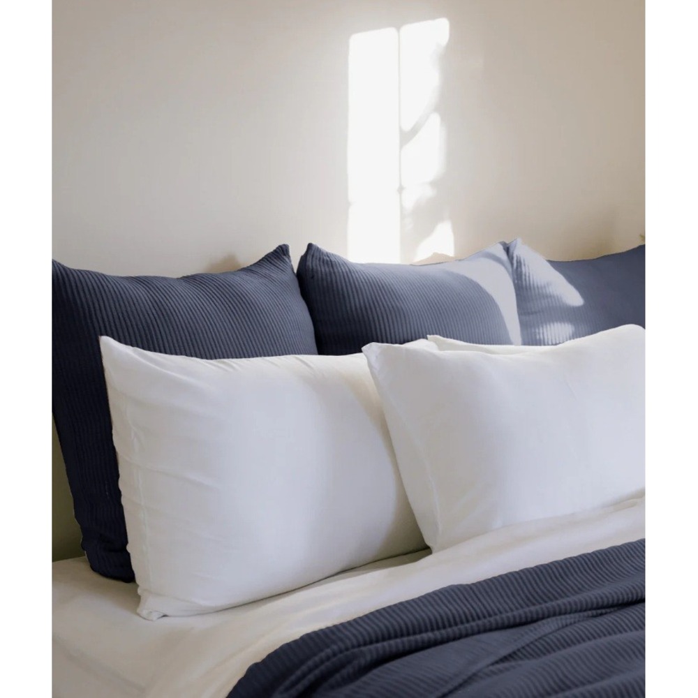 Cozy Earth Bamboo Coverlet Euro Sham 26x26 Viscose Euro Pillow Sham Navy Blue